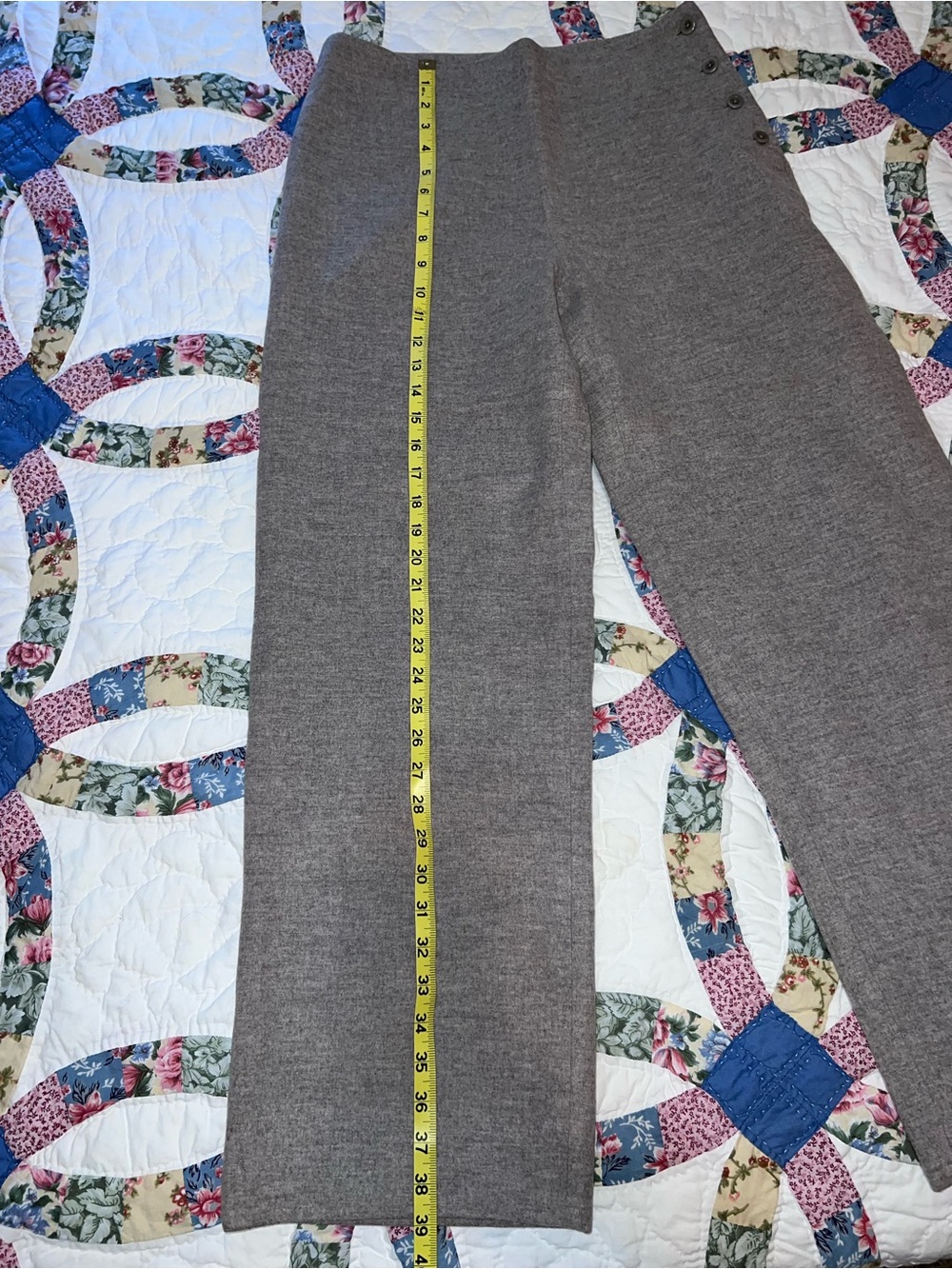 J. Crew Wool Cashmere Blend Sailor Pants Grey Wide Leg High Rise Side Button 8 - Picture 7 of 12